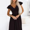 Elegancka krótka sukienka Matylda midi czekoladowy brązowy - obrazek 4