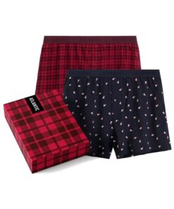 Bokserki Atlantic 2 sztuki eleganckie pudełko luźne granat czerwień