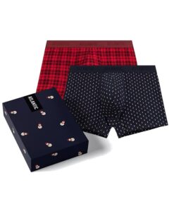 Bokserki Atlantic 2 sztuki eleganckie pudełko dopasowane granat czerwień