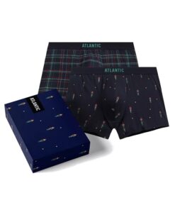 Bokserki Atlantic 2 sztuki eleganckie pudełko dopasowane granat zieleń