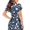 Elegancka Koszula nocna Donna przed kolana krótki rękaw granatowa - obrazek 4