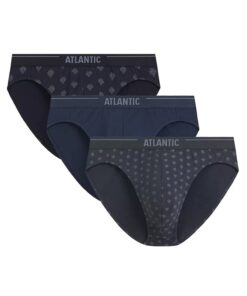 Slipy męskie Atlantic majtki zestaw 3 sztuk granatowo grafitowe