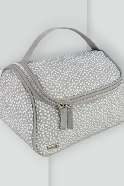 kosmetyczka kuferek damska srebrny szary